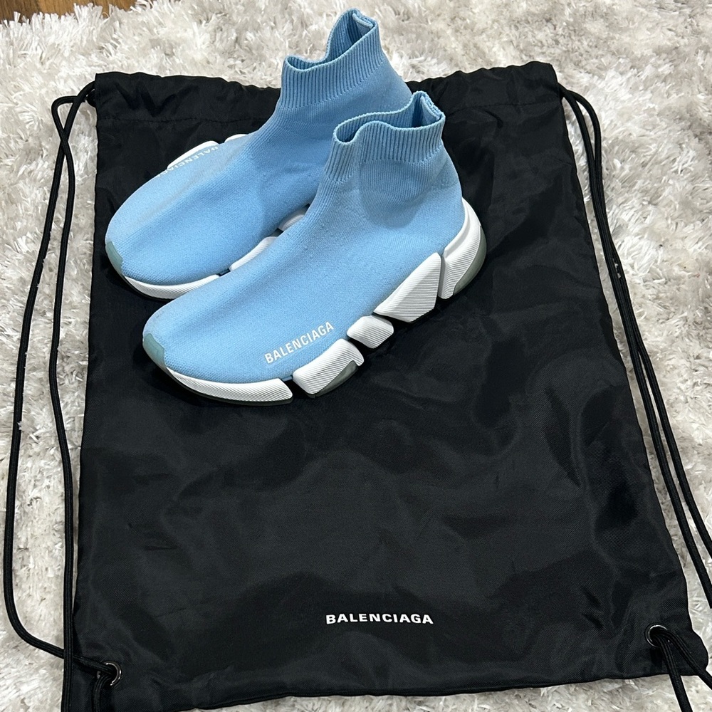 Balenciaga Light Blue Knit Sneakers